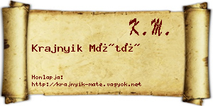 Krajnyik Máté névjegykártya